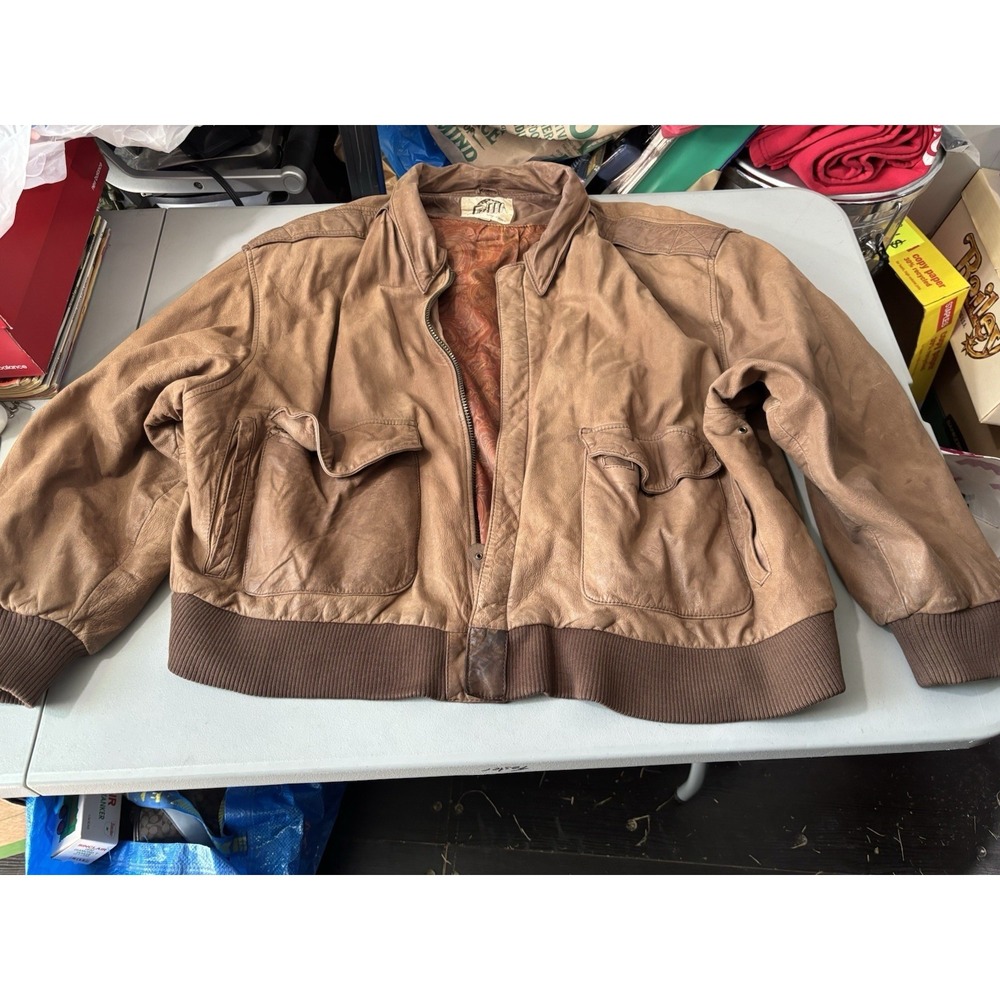 Global Identity GIII Brown Leather Jacket 26/28 RN 54163 Distressed